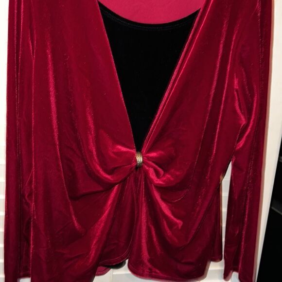 Notations, red and black blouse with attached cardigan size extra large - Picture 6 of 7